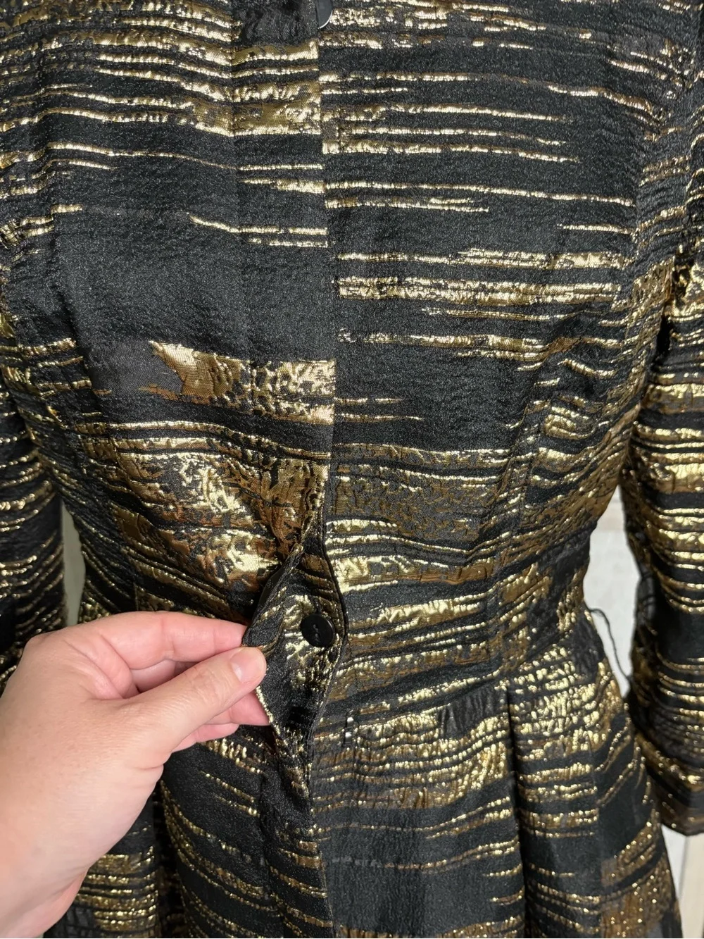 Teri Jon metallic button down midi dress sz8